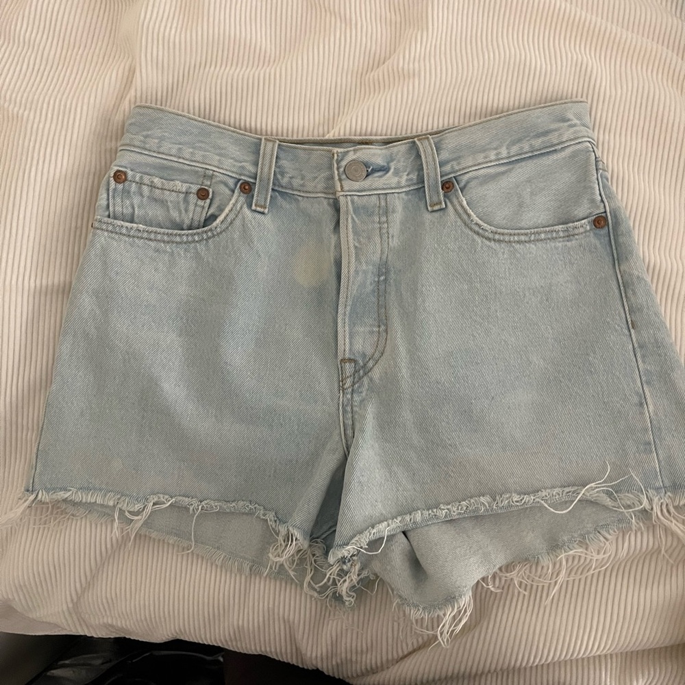 Levi Light Blue Denim Women Shorts